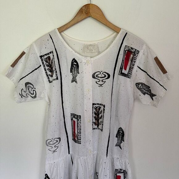 Play Alegre Art to Wear Vintage Hand Painted 1980s San Diego California Drop Wai - Picture 3 of 12